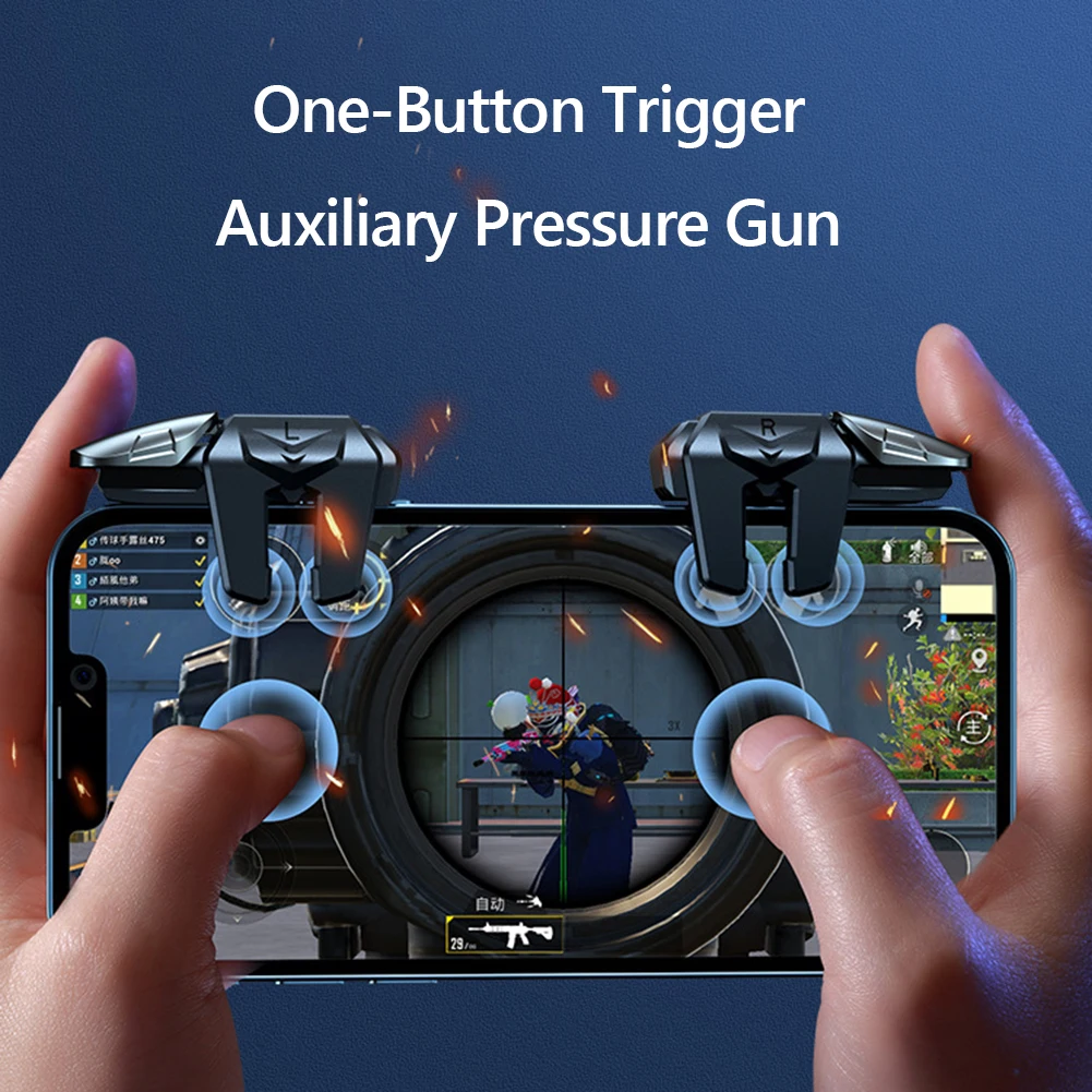 2개입 6핑거 게이밍 트리거, 지연 없는 PUBG 게임 컨트롤, iOS 안드로이드 휴대폰용 물리 버튼 게임 컨트롤러
