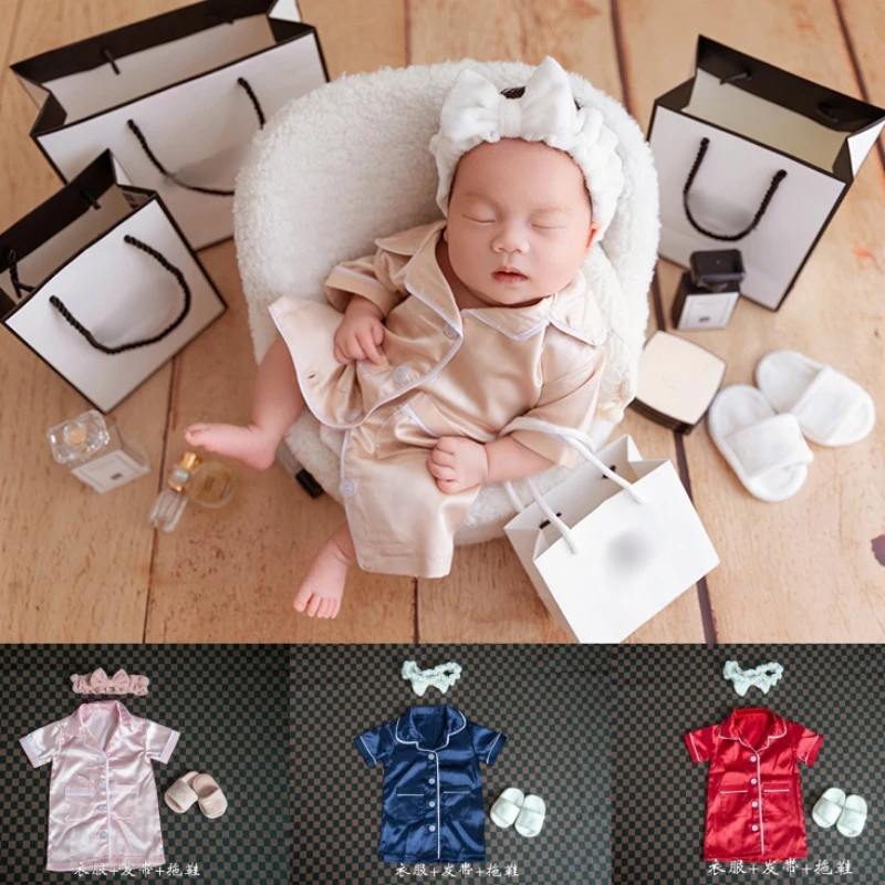 

Dvotinst Newborn Baby Photography Props Scarf Bathrobes 2pcs Set Fotografia Costume Shooting Photo Prop Shower Gift Accessories