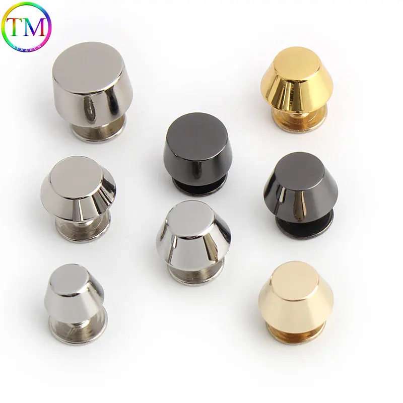 9mm 10mm 11mm Metal Solid Cap Rivets Soild Copper Round Nail Bucket Shape Diy Leather Screw Back For Craft Bag Belt Wallet Shoes