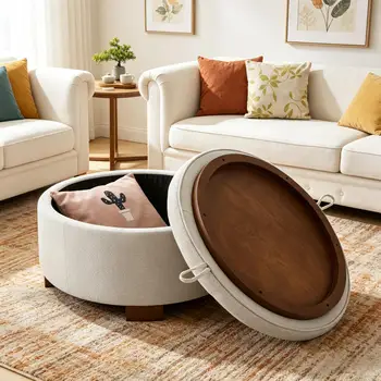 Round Storage Ottoman 1