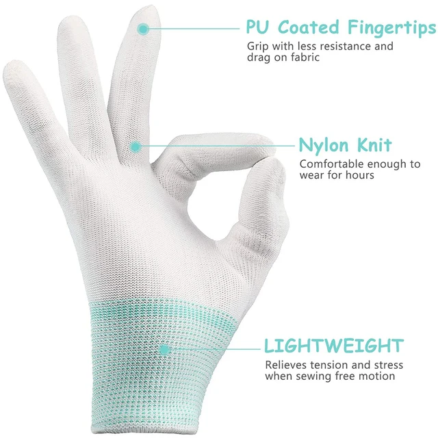 Guanti Da Quilting Magidea In Nylon - Ideali Per Macchina Da Cucire - Taglia M - Colore Bianco/Verde