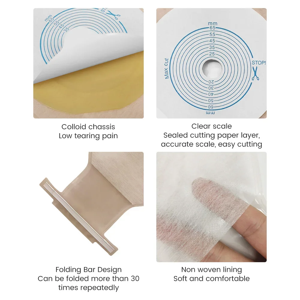 10-50pcs Drain valve One-piece System Colostomy Bags for Adults Disposable Colostomy Pouch Opening 20-65mm With Clip Closure 4