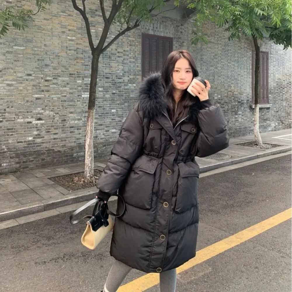 With Fur Womens Long Waterproof Puffer Coat Fur Jacket Female