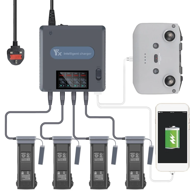 Digital Display Rapid Multi Parallel Charging for Mavic 3 drone battery charger