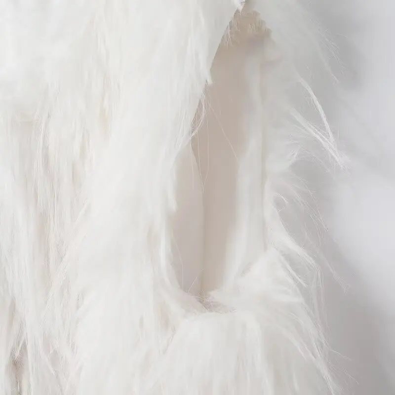 Women Autumn Winter Short French Style Tassel Short Vest FemaleElegant V-Neck Sleeveless Tops Lady Fashion Simple Vest Coat Stre