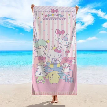 Asciugamano da spiaggia con motivo Hello KittyAsciugamani da bagno in spugna di microfibra per yoga, viaggi, nuoto, fitness e campeggio 1