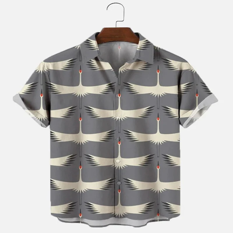 

Vintage Crane Short Sleeve Shirt 3D All Over Printed Hawaiian Shirt for Men and Women Casual Shirt Unisex