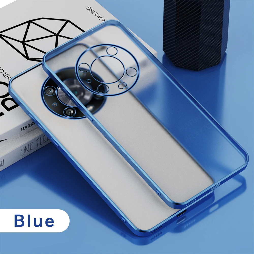 Coque arrière de luxe translucide avec cadre plaqué mat, étui rigide pour Honor Honer Magic 4 Magic4 Pro 4Pro 5G, caméra PC Shockpro_voghion.com