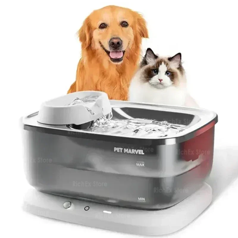 7L Large Capacity Dog Cat Water Fountain,Wireless Intelligent Sensor,Stainless Steel Water Tray,with 5 Special Filter Elements