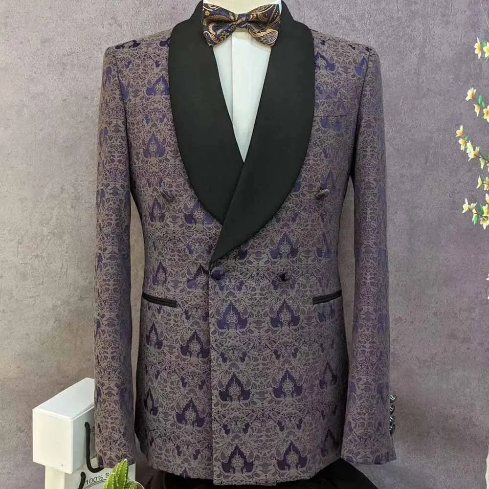 Men’s Floral Party Dress Suit Stylish Dinner Jacket Wedding Blazer Prom Tuxedo Men Blazer Pants Suits Sets Male Clothes