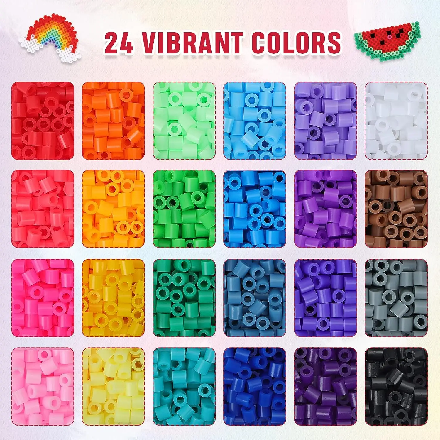 8PCS 5mm Kids beads Pegboards Kits /Fuse Beads White Square Design Board