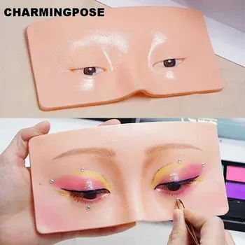 Testa di manichino per pratica trucco realistico - Viso da allenamento professionale in silicone per artistici cosmetici, applicazioni di trucco riutilizzabili