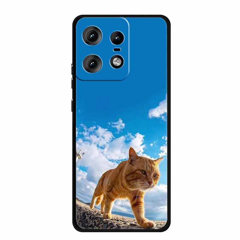 Charming Cat Design Soft TPU Silicone Phone Case - Painted Back Cover for Motorola Moto Edge 50 Pro 5G 2024