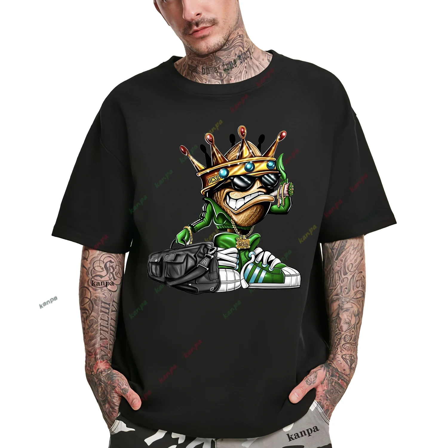 

Футболка мужская оверсайз с принтом, модная Свободная Повседневная рубашка с коротким рукавом, уличная одежда в стиле Харадзюку, 6XL, kanpa, на лето