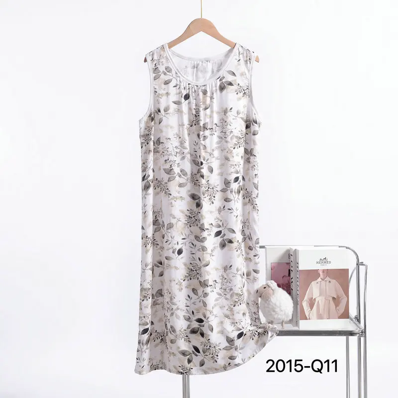 Poplin sleepdress Plus size summer women's dress sleeveless tank dress Flowers nightdress XL to 6XL homewear clothing women nightgowns women nightdresses women pajamas sleeping dress
