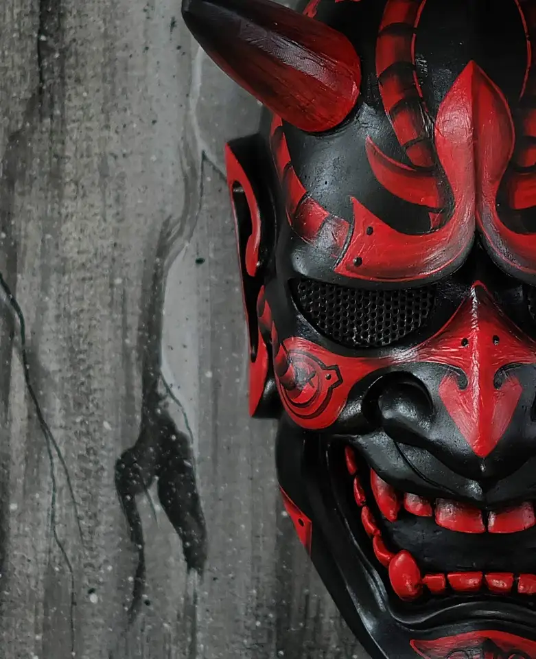 Gruseliges Monster Hannya Dämon Halloween Cosplay Maske Oni Samurai Noh Kabuki P