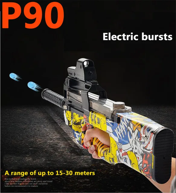Electric P90 Graffiti Edition Toy Gun Live CS Assault Snipe Simulation Weapon Outdoor Soft Water Bullet Gun Toys For Boys Kids 5