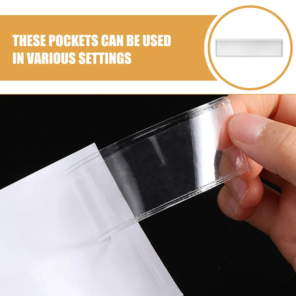 25Pcs 투명 플라스틱 라벨 홀더 사무실 보관 창고 파일 서랍용 투명 자체 접착 인덱스 카드 포켓