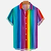 Summer Oversized Romantic Rainbow Pattern Shirt For Men Fashion Short Sleeve Digital Print Tee Shirts Top Mens Hawaiian Shirt 3