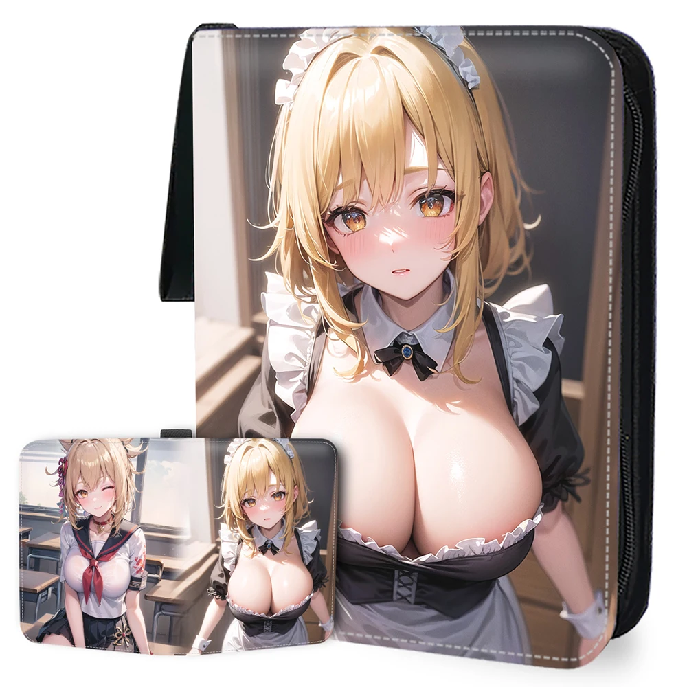 

Genshin Impact Card Storage Bag Anime Sexy Beautiful Girl Card Book Pu Leather Zipper 4/9Pockets 50Pages Holder Binder Album