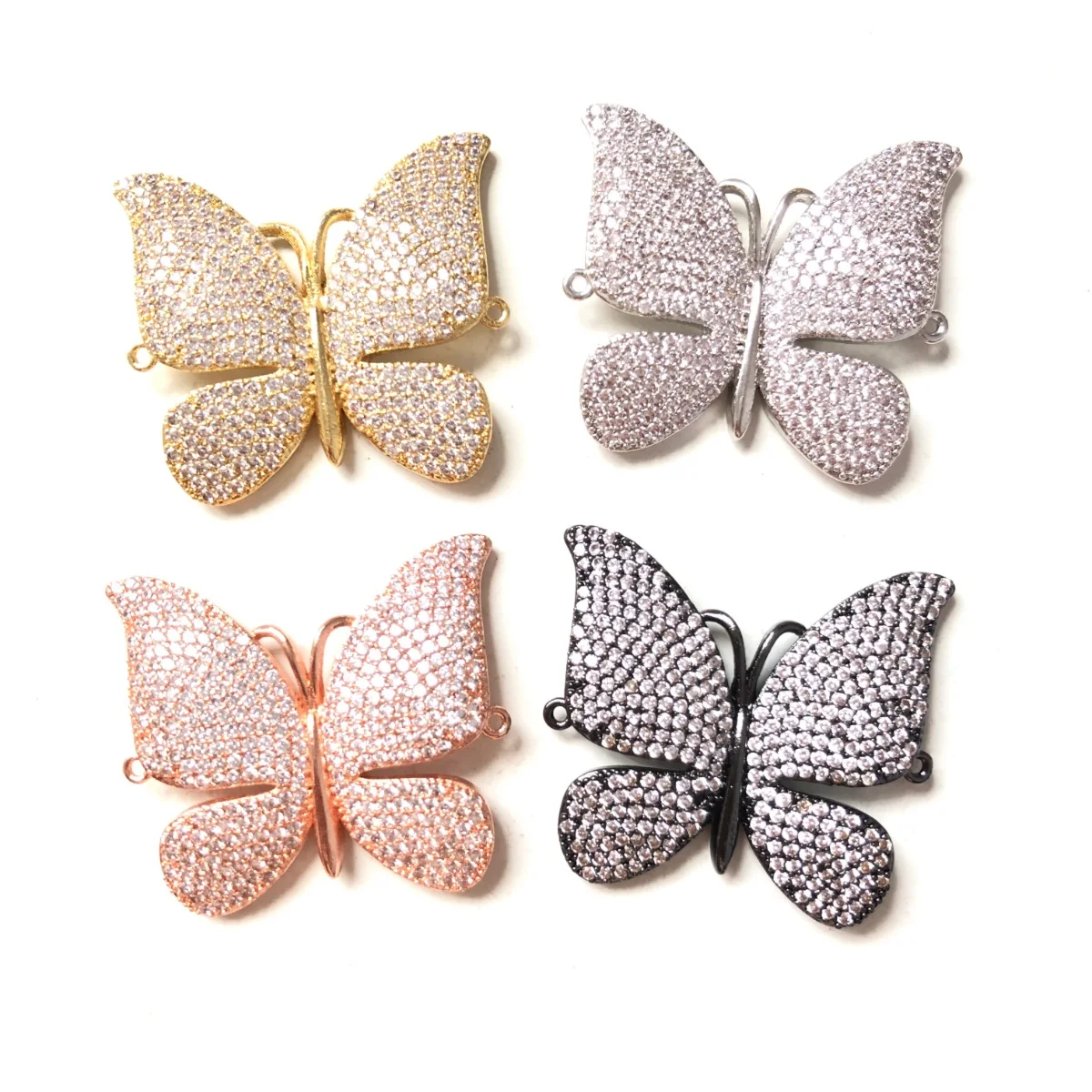 5pcs Big Size Zirconia Pave Butterfly Connectors Bling Pendant Charms for Women Bracelet Necklace Making Jewelry Accessories