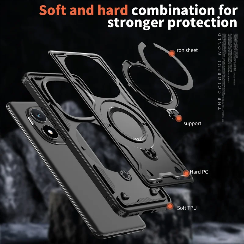 Xiaomi Poco X7 5G Shockproof Armor Case with Ring Holder and Magsafe Wireless Charging Compatibility