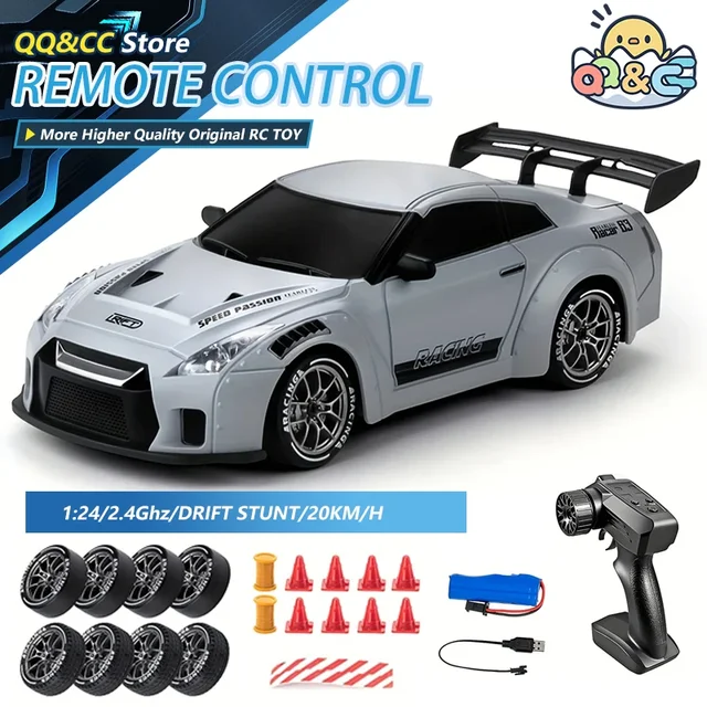 RC Mini Car Racing Drift Model 1/24 2.4G RC Vehicle Linkage Light Set Max Speed 20km/h Indoor Toys for Boys Kids Birthday Gifts 1