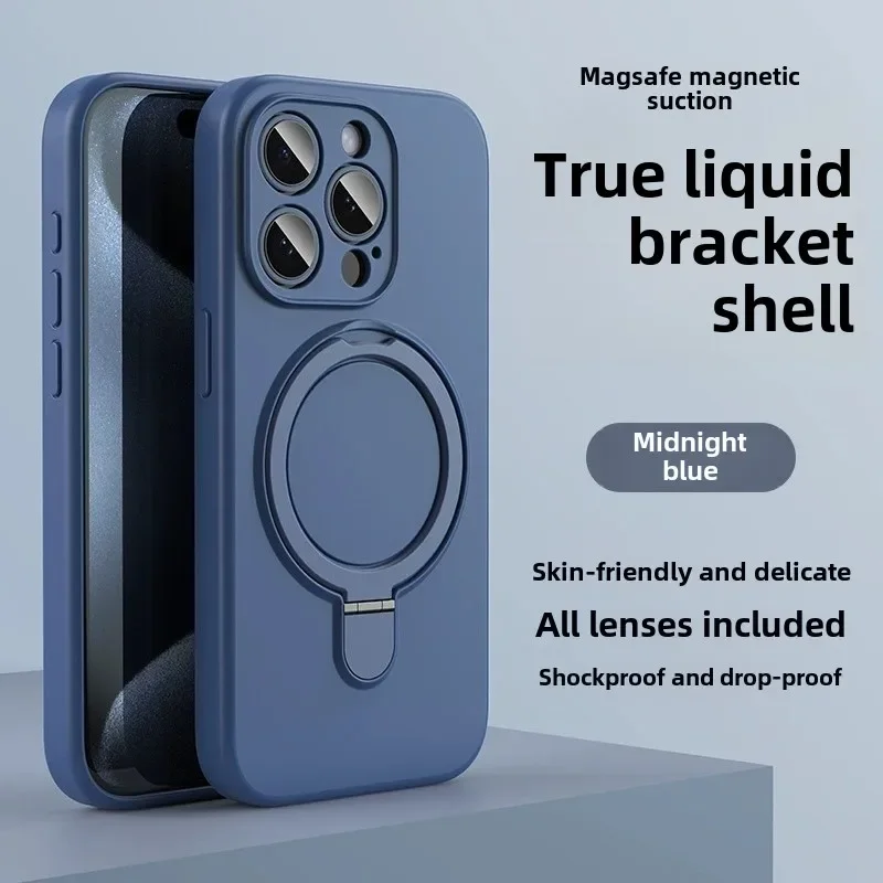 Magnetic Ring Holder Liquid Silicone Case with Stand Cover