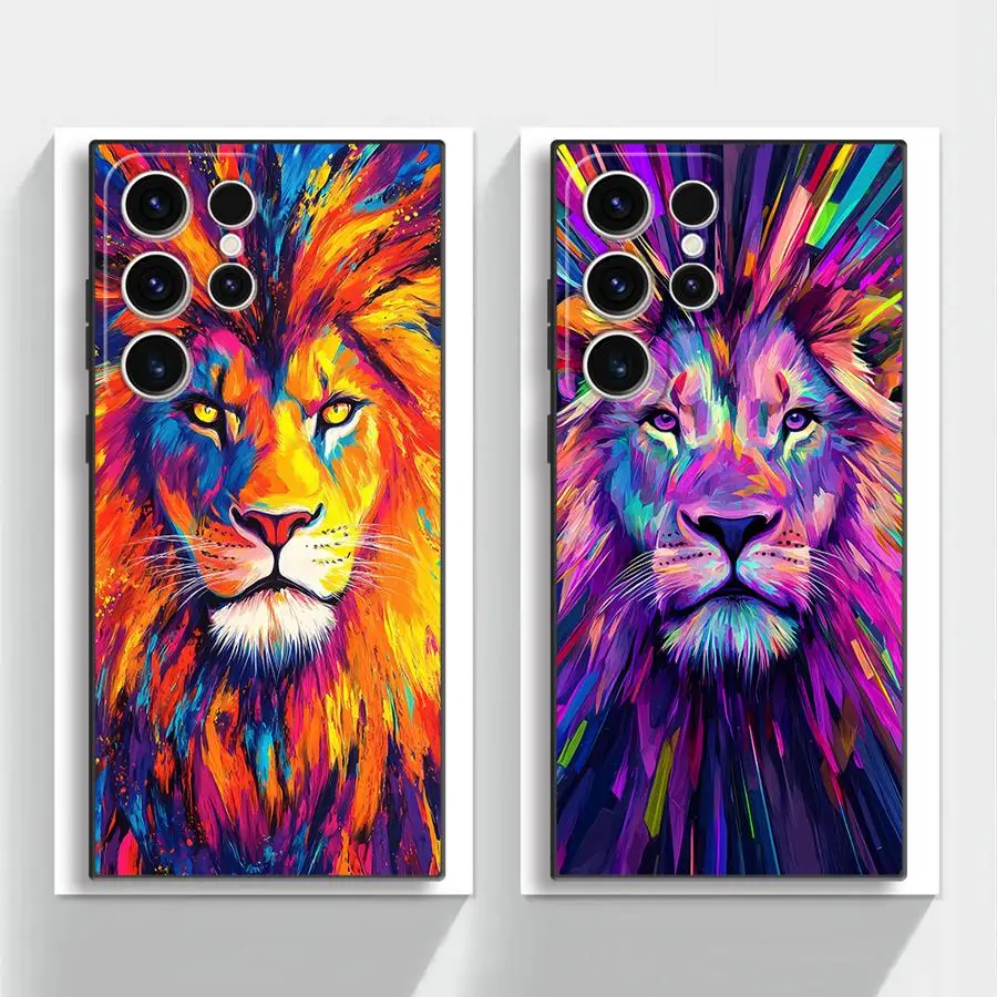 Black Soft Shell Case with Colorful Anime Lion Design