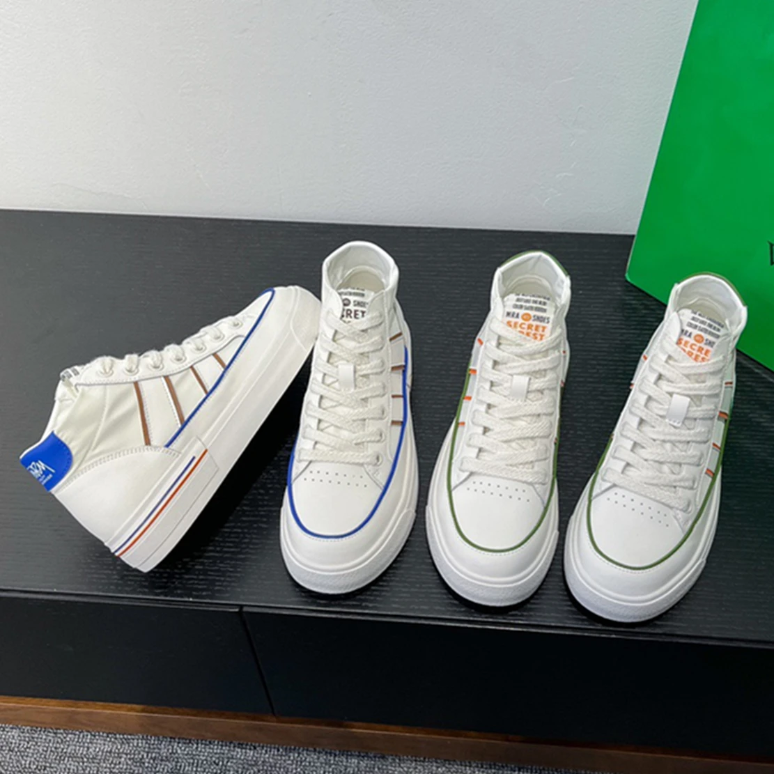 

Jenny&Dave 2023 Ins Summer Fashion Sneakers Blogger Vintage Color Contrast Women High Top Canvas Shoes