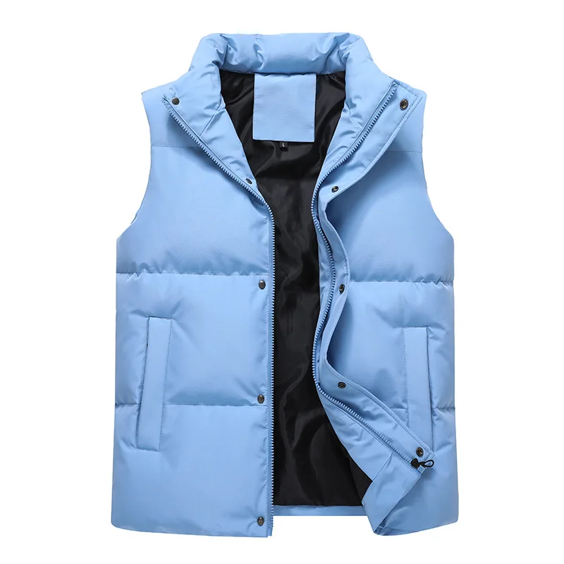 

Men's Stand Collar Jacket Zipper Sleeveless Casual Vest Autumn Winter Solid Color Simplicity Keep Warm Thickening Lovers 8xl Big