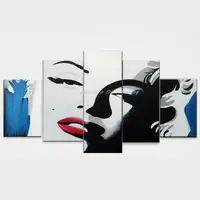 Mintura,5 Pcs,Hand-Painted Monroe Oil Painting On Canvas,Modern Abstract Figure,Wall Art Picture For Living Room Home Decoration 2