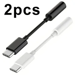 USB C to 3.5mm Audio Adapter Cable with HiFi DAC (Black white)