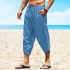 Hot Sale Mens Polyester Cotton Shorts 3/4 Summer Baggy Sweatshorts Trousers Solid Men Hip Hop Loose Long Streetwear Pants 2XL 4