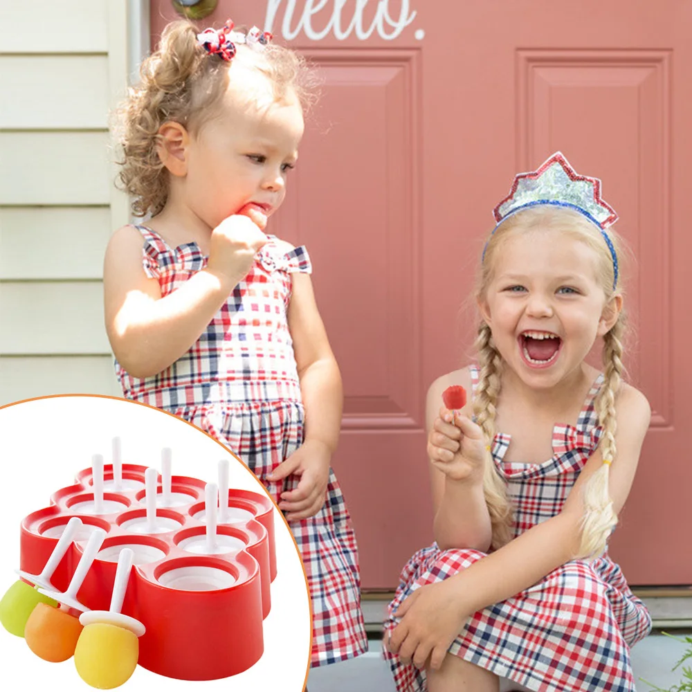 Hot Sales Silicone Ice Lolly Mini Ice Pops Mold Ice Cube Cream Ball Maker Tray Tools DIY Colorful Popsicle Molds With 9 Stickers