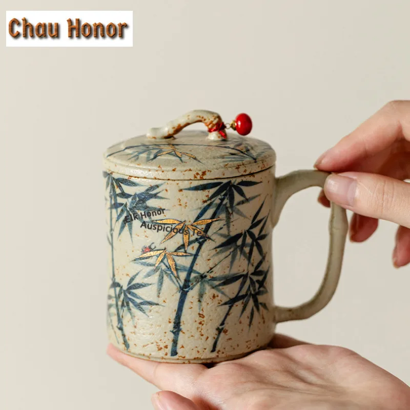 190ml Hand-painted Green Bamboo Coffee Mug Milk Cup Afternoon Tea Mug Coffee Milk Pot Personal Office Water Cup Drinkware Craft