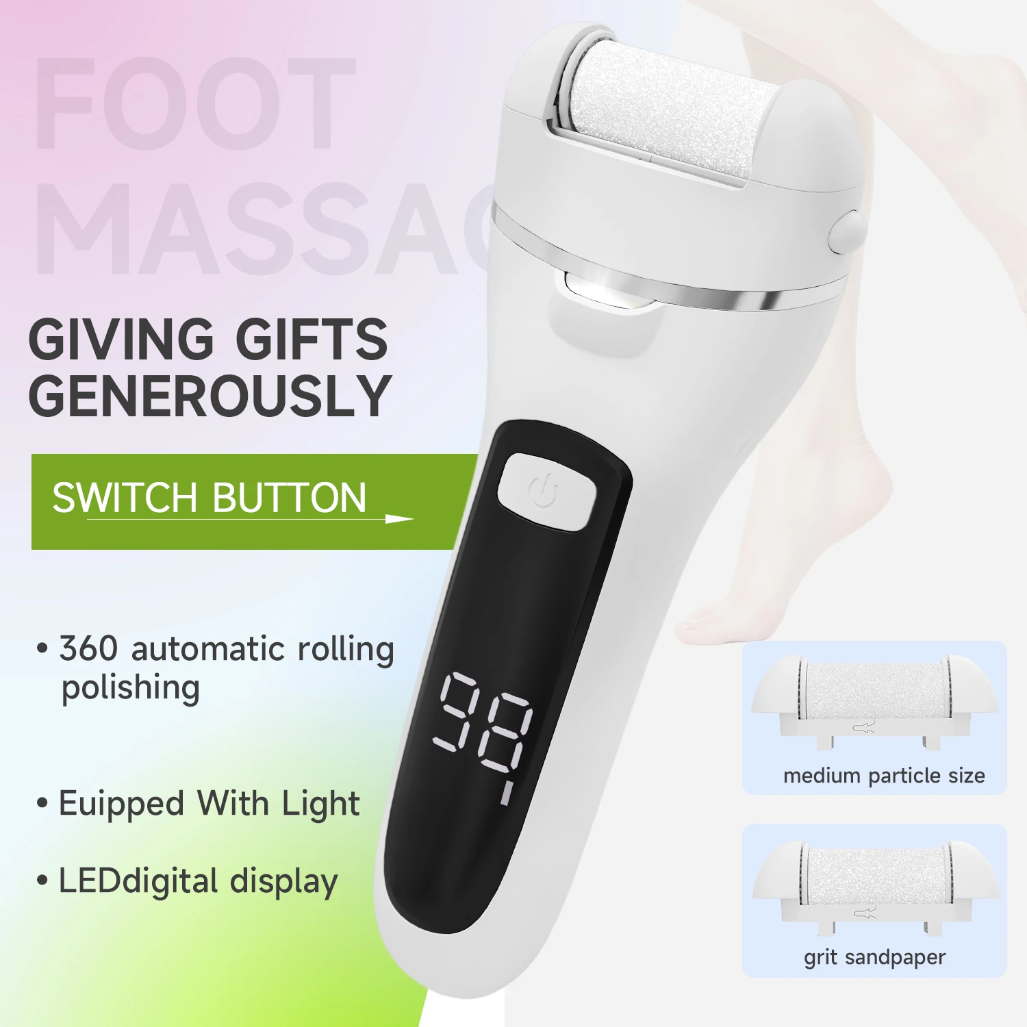 Electric Foot File Rechargeable Usb Callus Remover For Pedicure_voghion.com