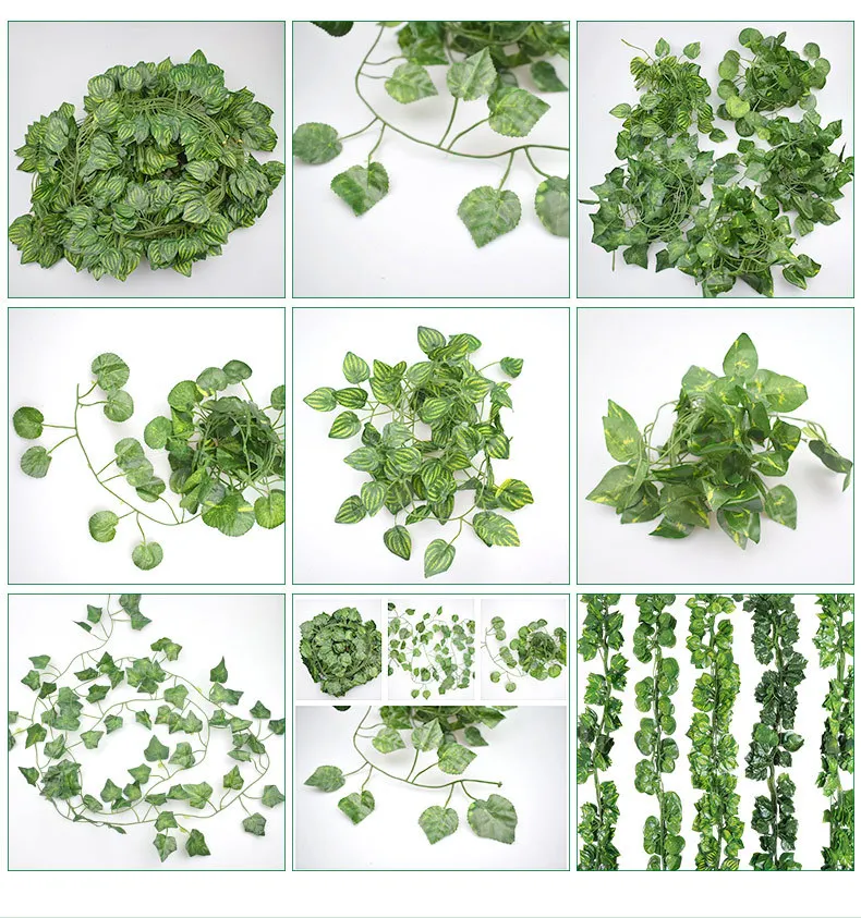 6pcs Artificial Hanging Plant Fake Vine Ivy Leaf Greenery Garland Garden Fence Exterior Decor