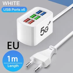 Universal Fast Charging Power Strip with 6 USB Ports and Electric Socket Extension - EU