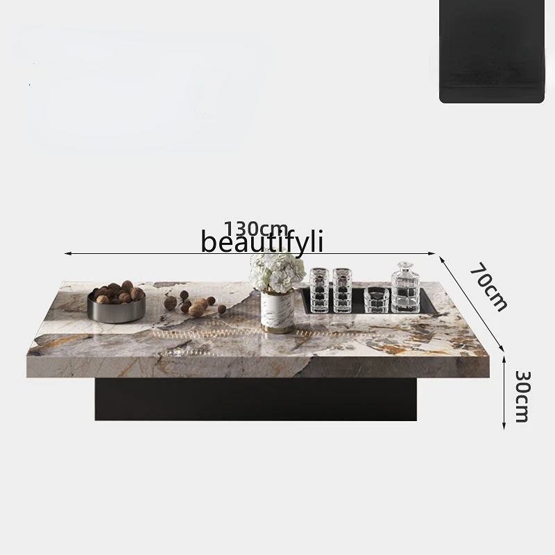 

Bright Stone Plate Living Room Home Retractable Coffee Table TV Stand Combination