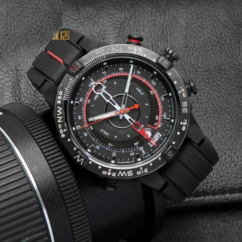 High-Quality Black Waterproof Silicone Sports Watchband - Men's 24mm
