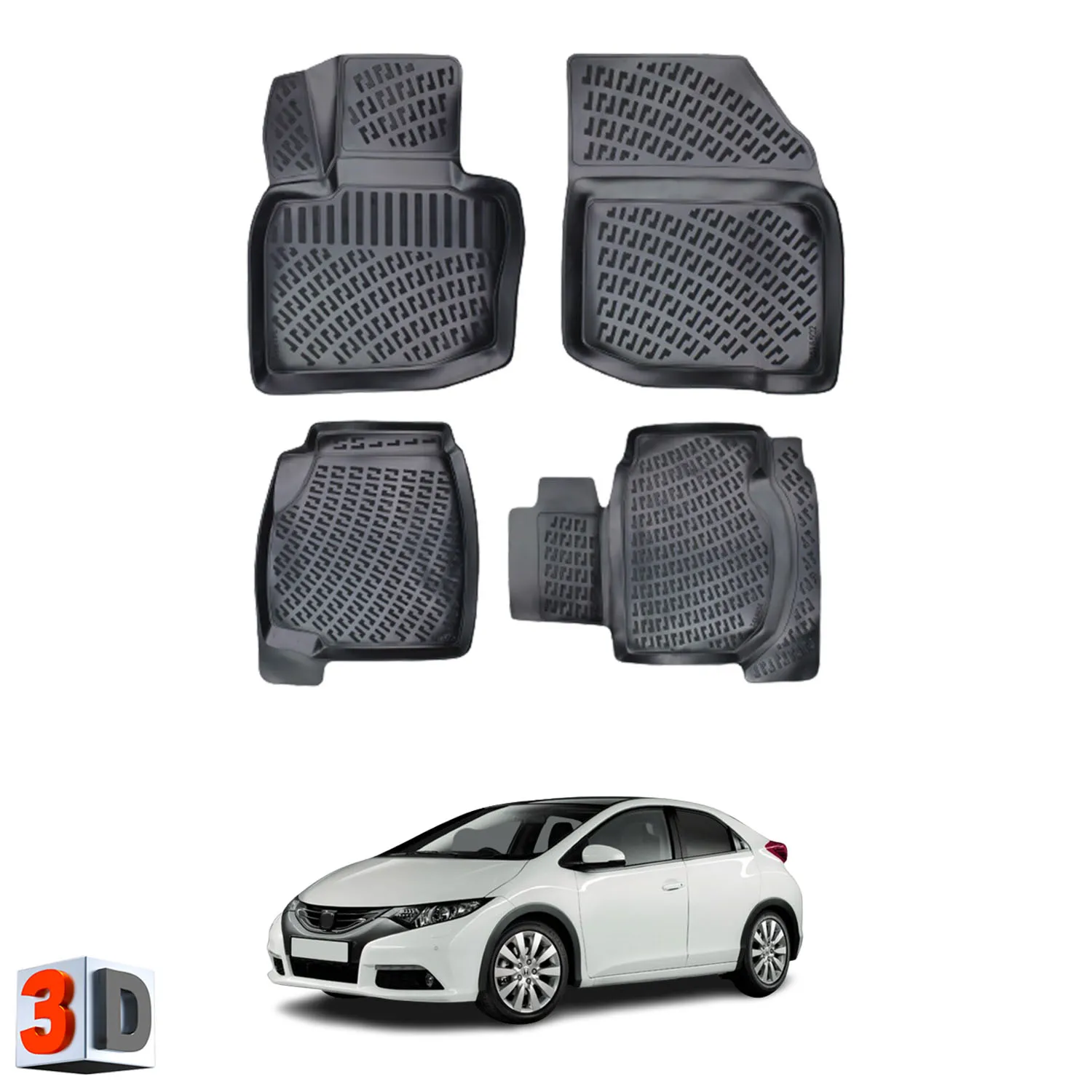 

Honda Civic HB - (2012-2016) Floor Mats Liner Waterproof 3D - (Black)