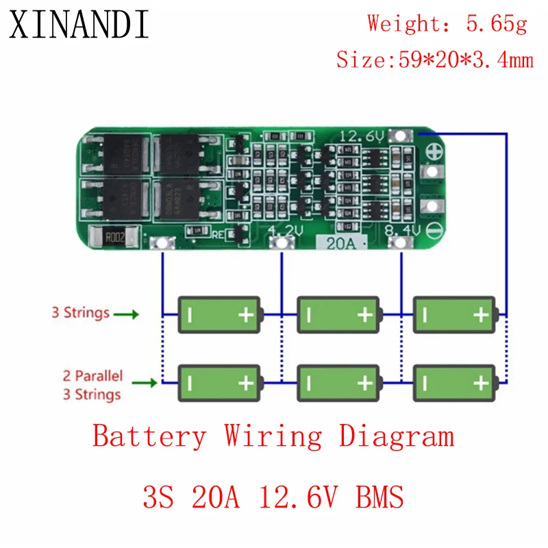3S 20A Li-Ion Lithium Battery 18650 Charger Pcb Bms Scheda Di Protezione Per Trapano Motore 12.6V Lipo Cell Module Muslimb