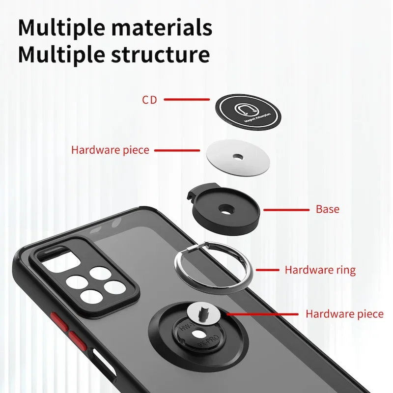 Shockproof Matte Case with Metal Ring Holder - Durable and Stylish Cover