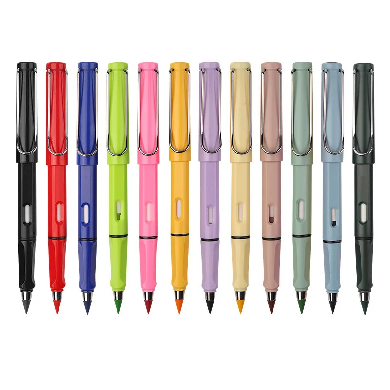 morandi Eternal Pencil12 colored lead Upright pen school supplies Student Painting coloring pencils erasable color pencil eternal pencil special hb pencil no need to sharp the endless pencil lead free ink pencils for primary school students