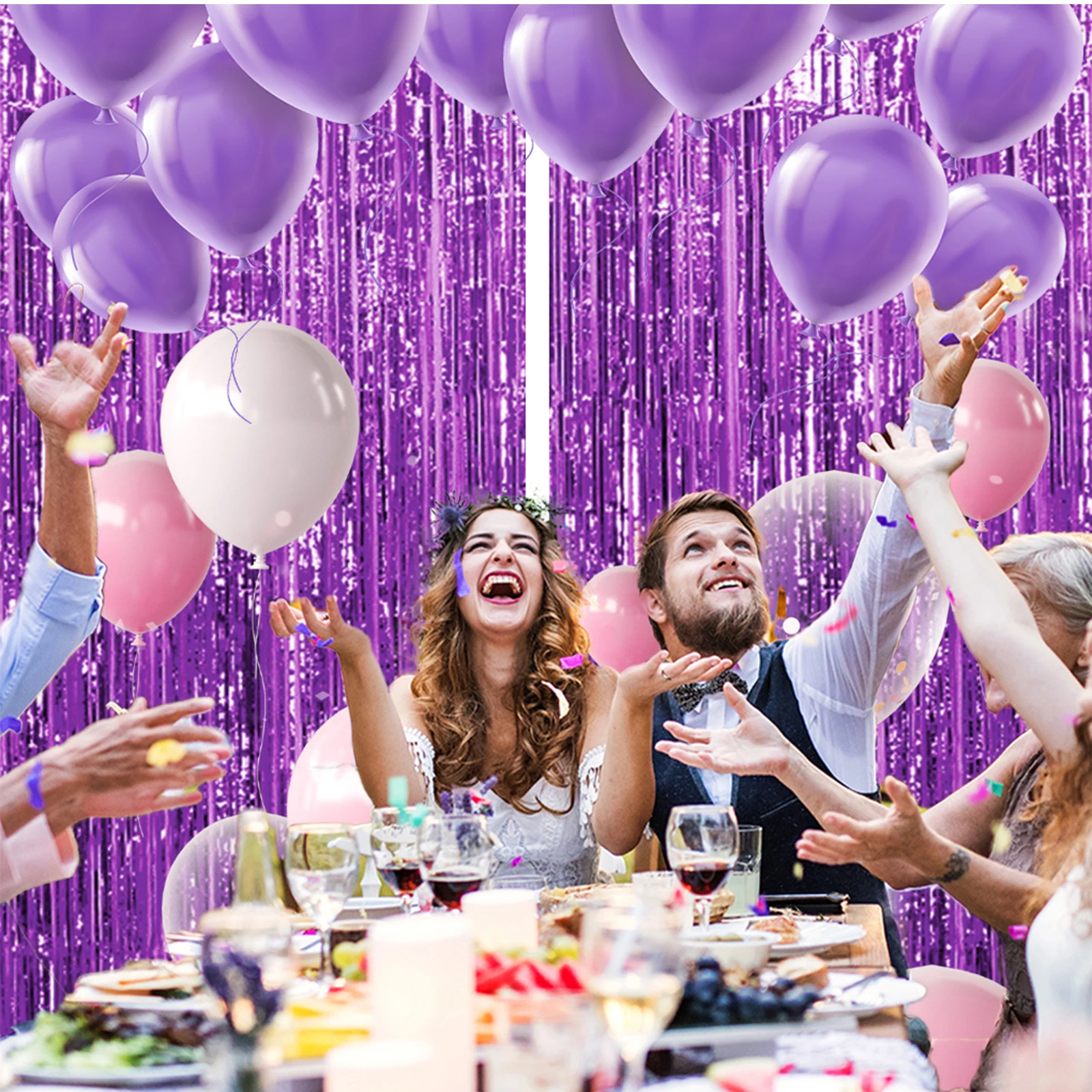 

1*2m 6.5ft Gold Aluminium Foil Streamers Party Decorations Fringe Curtain For Birthday Party Streamers Decorations Gold 6.5ft