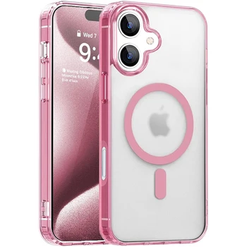 Strong Magnetic For Magsafa Hybrid Case For iPhone 16 15 14 13 12 11 Pro Max Plus Mini Candy Color Matte Hard PC Cover Silicone