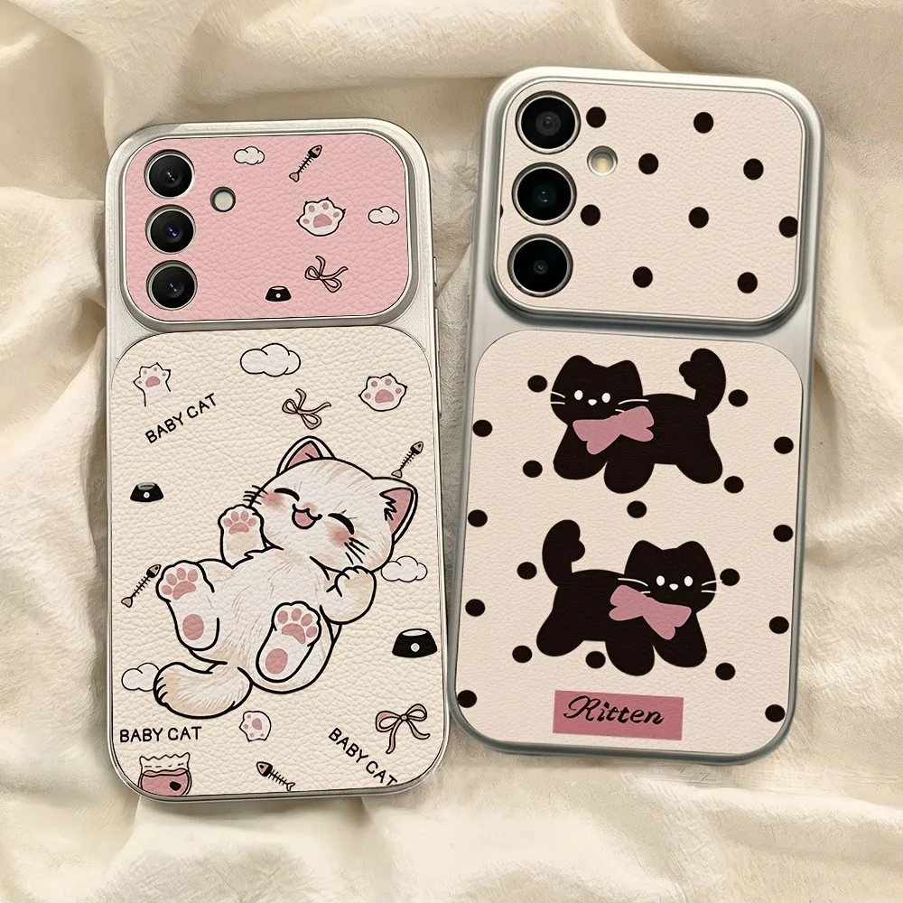 Cute Cartoon Pink Paw Polka Dots Cat Phone Case Cover