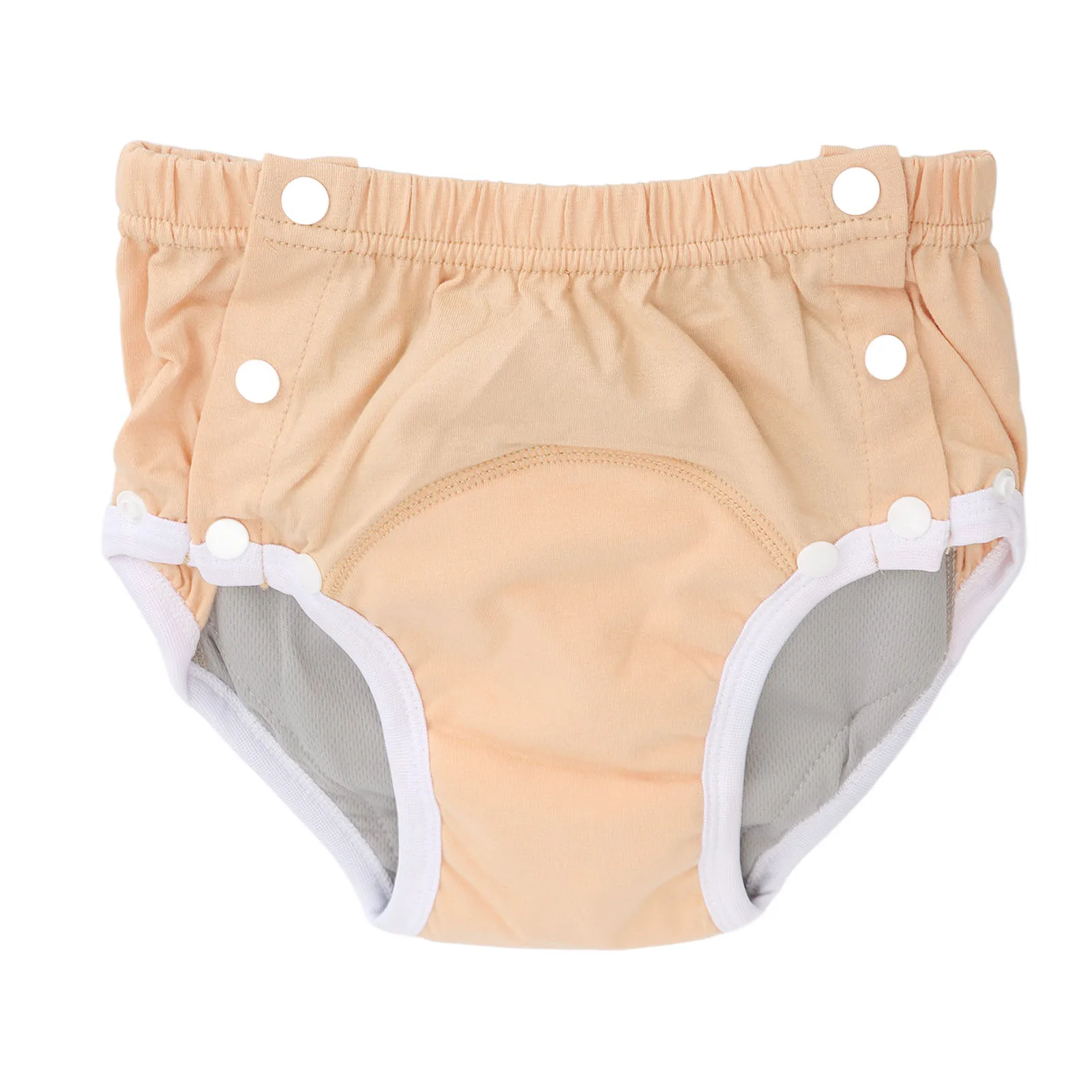 Reusable Adult Diaper Snap Button Closure Pure Cotton Orange Breathable Leakage Proof Elderly Cloth Nappy for Incontinence 4
