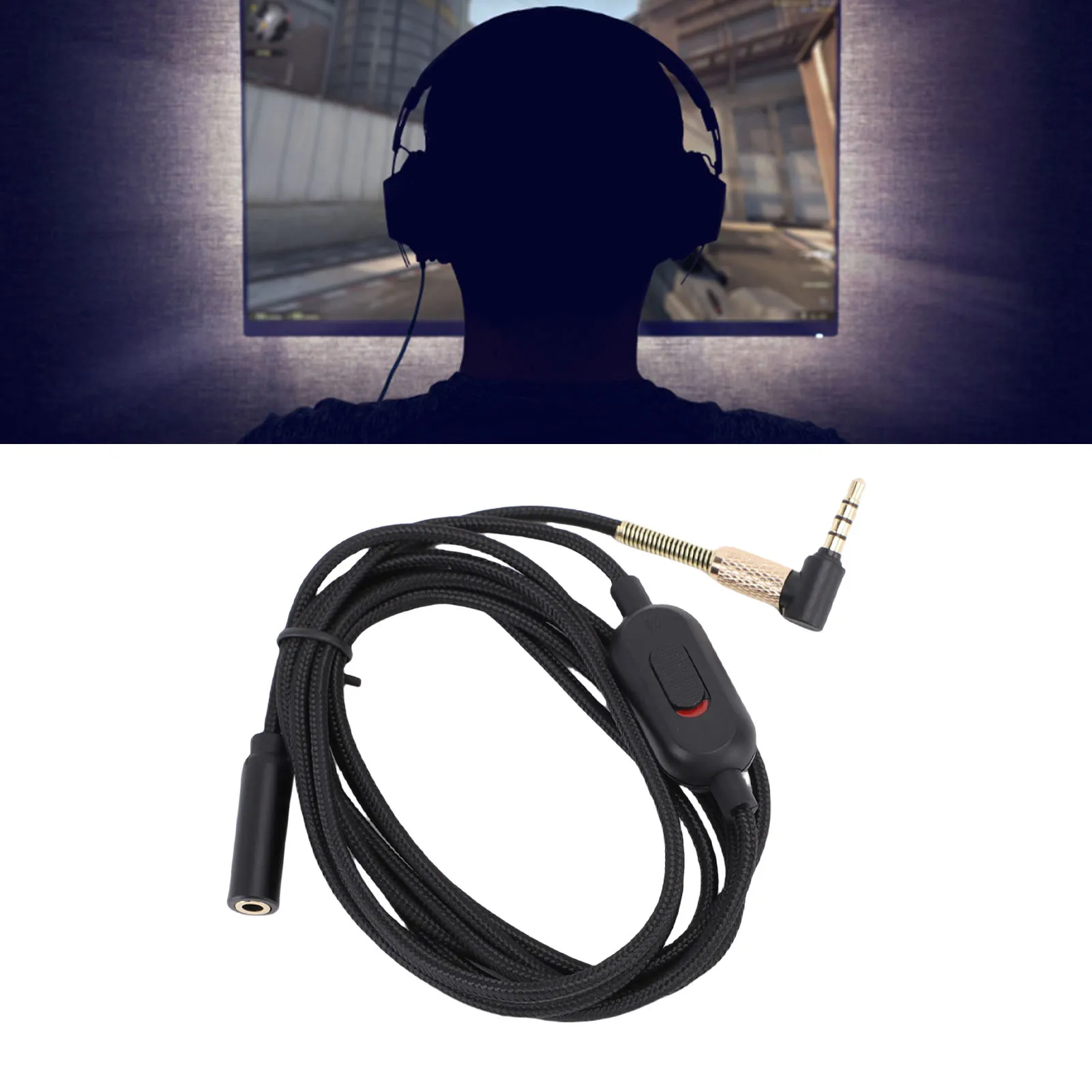 Headphone Extension Cable 3.5mm Sound Stereo Extender Cord Nylon Wire with Volume Control for Earphones Earphone Extension Cable